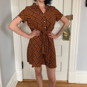 Button up dress with retro pattern